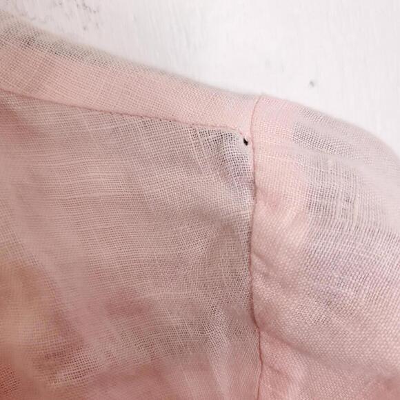 J Crew Top Womens M Linen Lightweight Square Neck Puff Sleeve Embroidered Trim - Picture 7 of 9